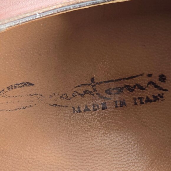 Santoni Italy Brown Leather Dress Shoes Men size 9 Classic Cap-toe Derby Oxfords - Picture 9 of 9